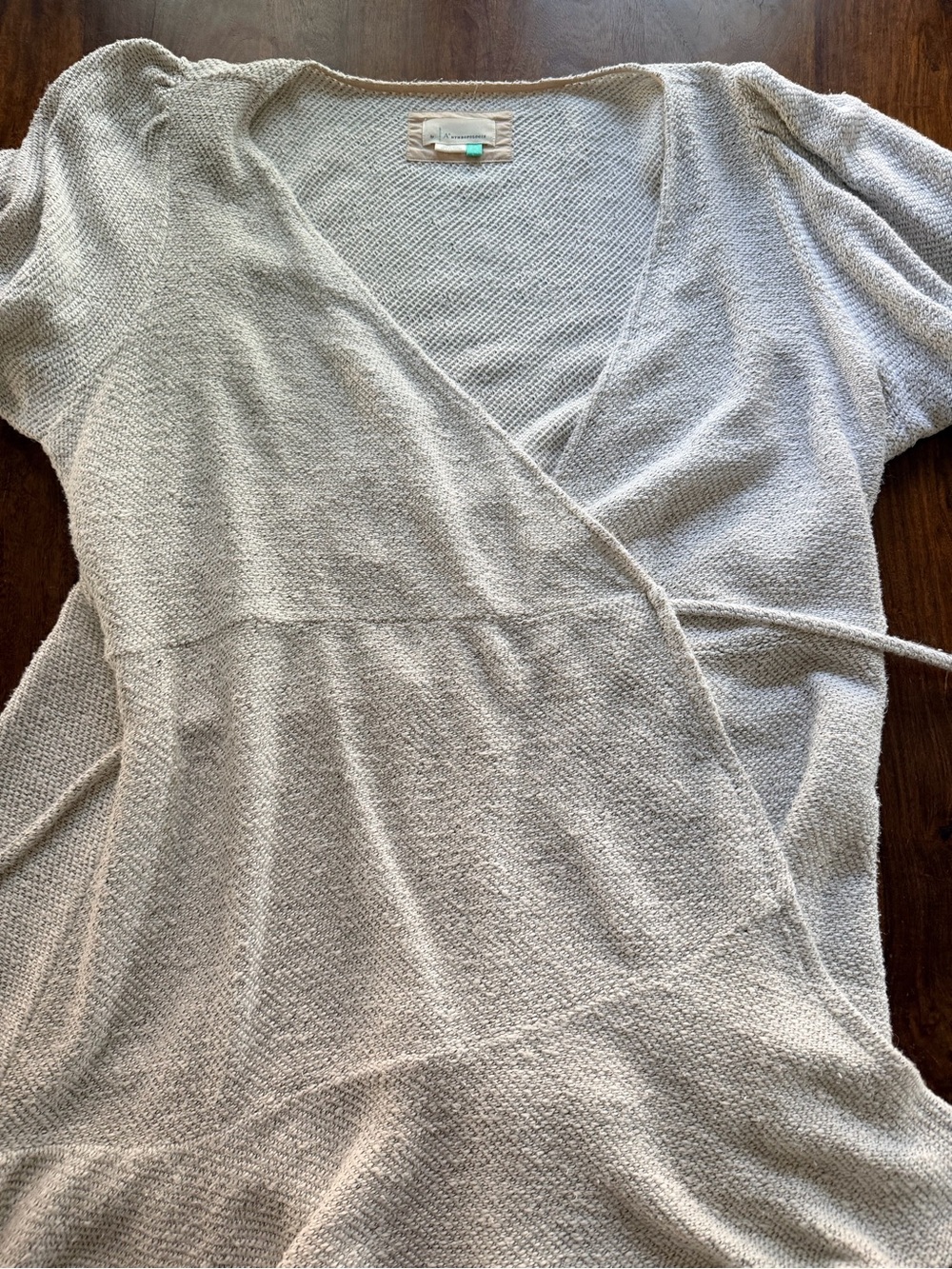 Anthropologie Bouclé Knit True Wrap Sweater Dress Oatmeal Size 3X - Picture 5 of 9